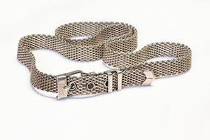 Vintage Frederic Duclos Sterling Silver Mesh Chain Buckle Collar Necklace