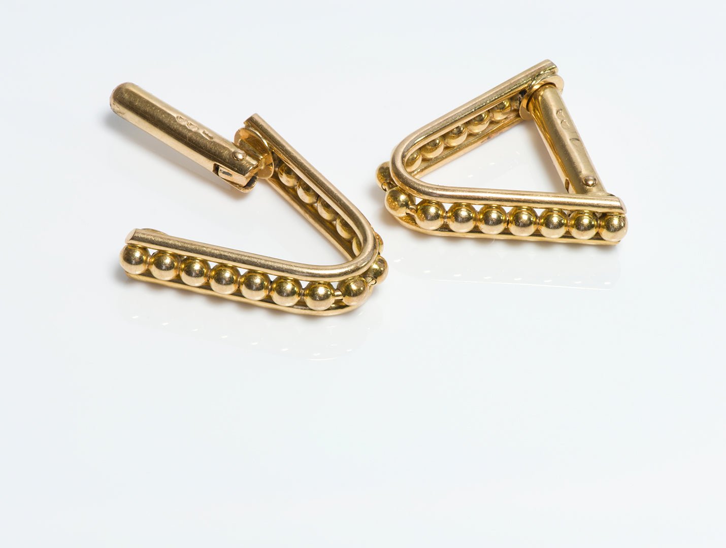 Vintage French 18K Gold Beaded Stirrup Cufflinks