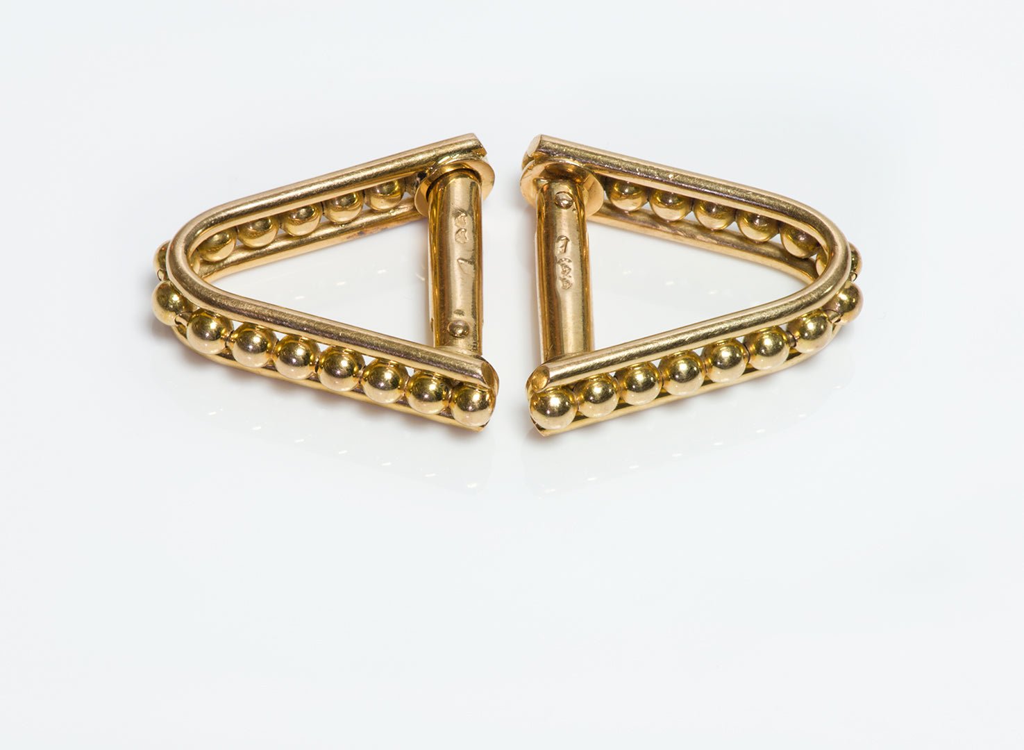 Vintage French 18K Gold Beaded Stirrup Cufflinks