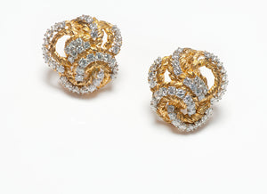 Vintage French 18K Yellow Gold Diamond Earrings