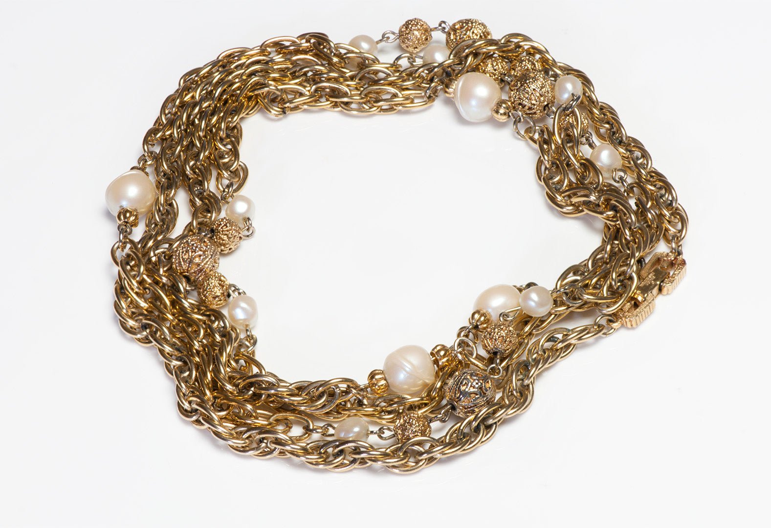 Vintage Givenchy Faux Pearl Chain Necklace