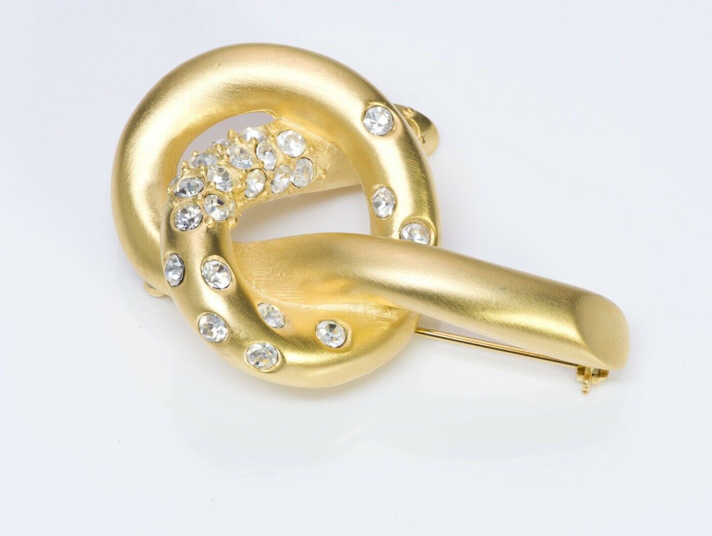 Vintage GIVENCHY Gold Tone Crystal Knot Brooch