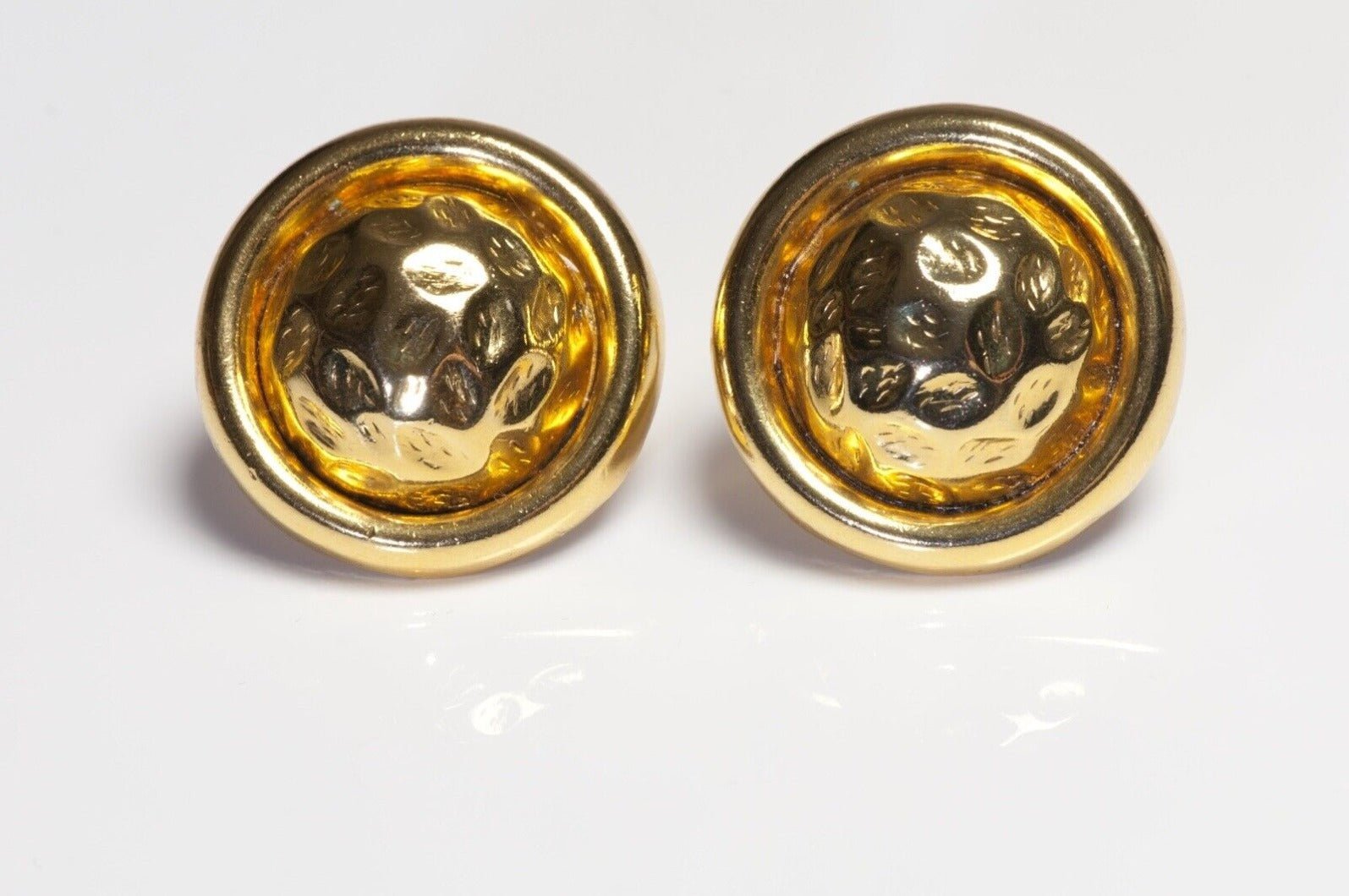 Vintage Givenchy Paris Couture Hammered Dome Earrings