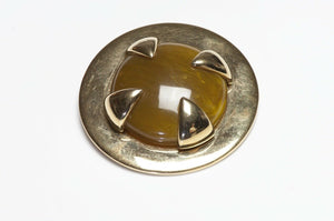 Vintage Givenchy Paris Faux Amber Resin Round Brooch