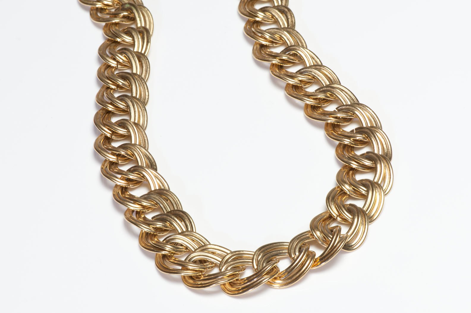 Vintage Givenchy Paris Wide Gold Plated Chain Link Collar Necklace