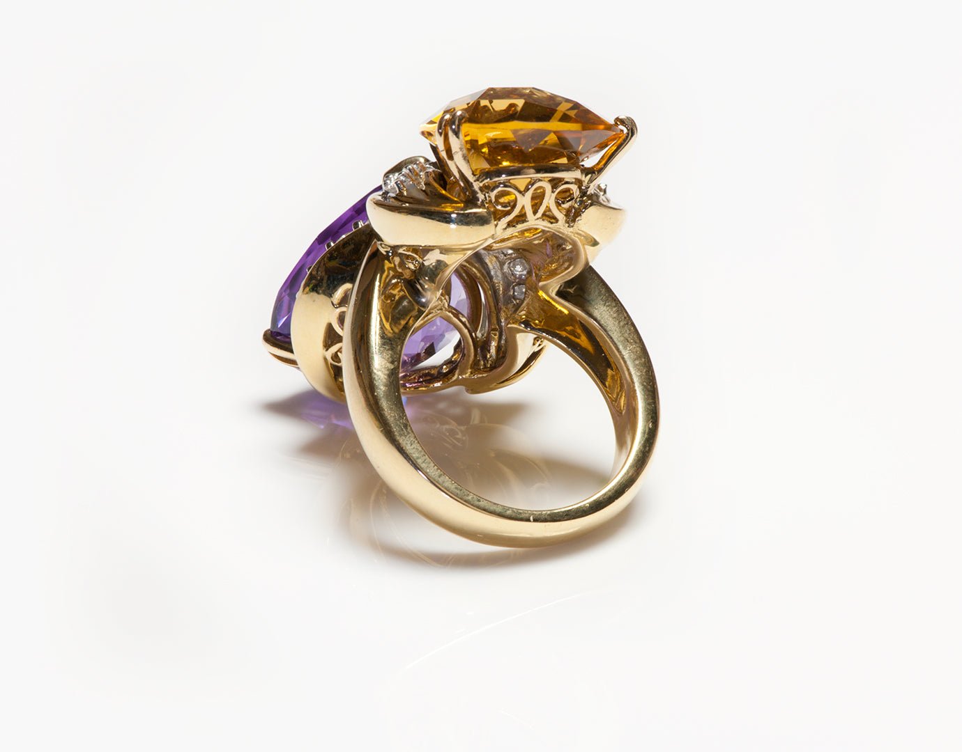 Vintage Gold Amethyst Citrine Diamond Ring