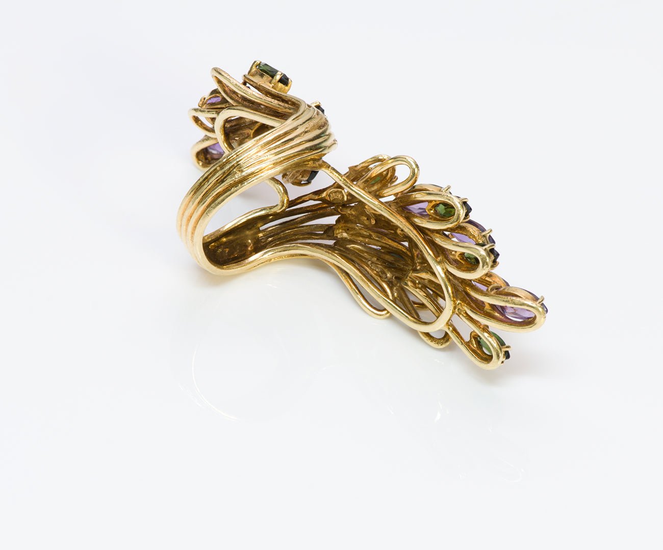 Vintage Gold Amethyst & Tourmaline Ring
