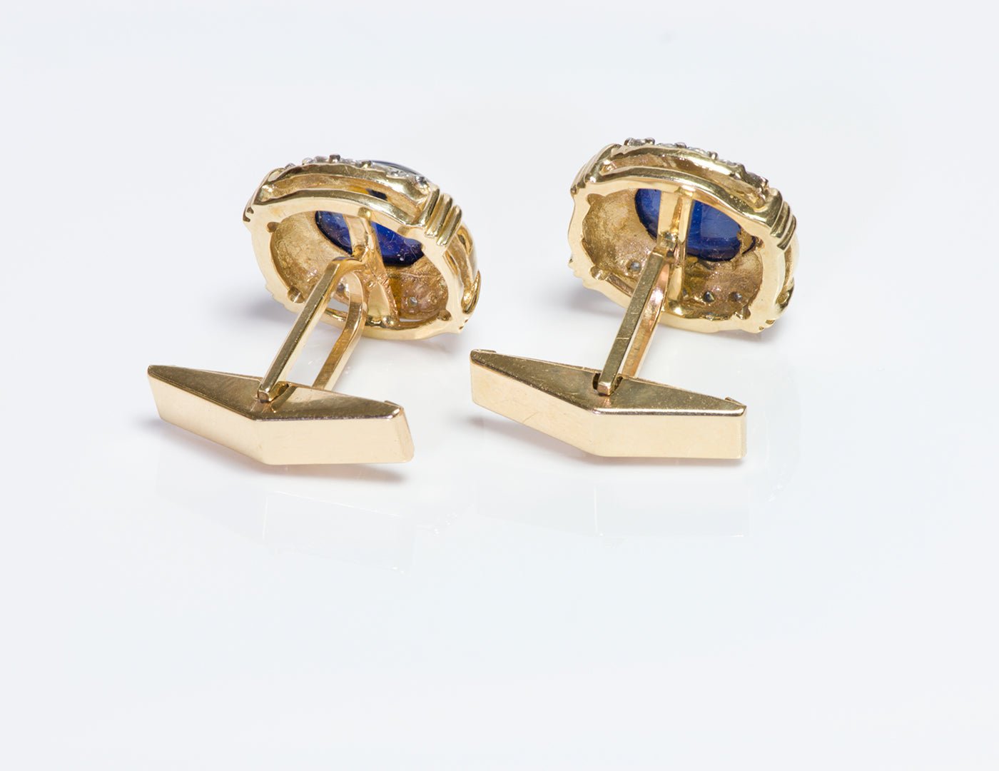 Vintage Gold Cabochon Sapphire & Diamond Cufflinks