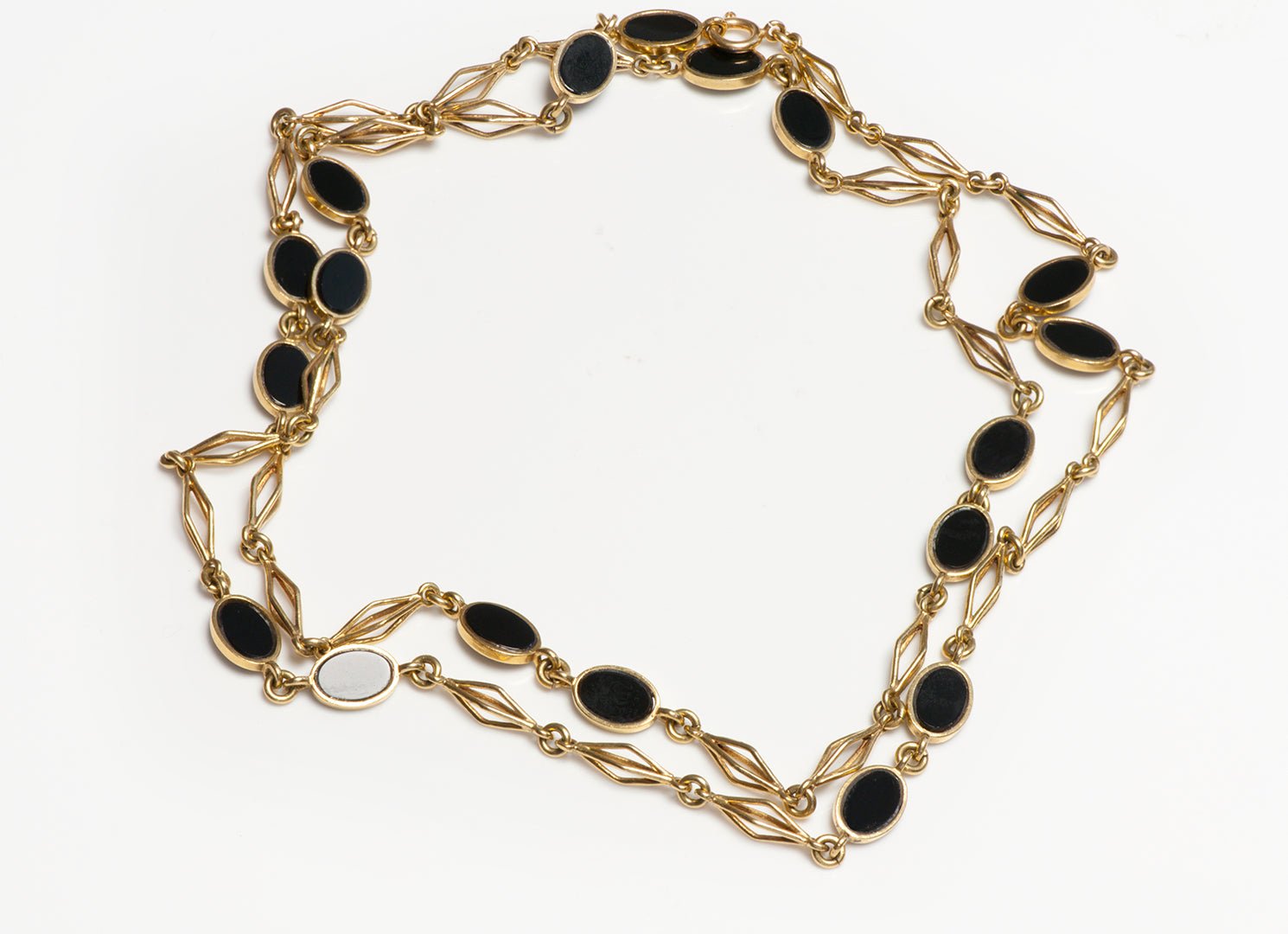Vintage Gold Chain and Onyx Necklace