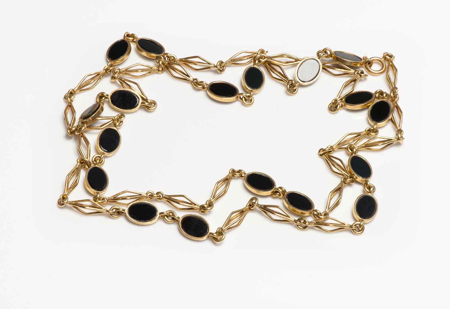 Vintage Gold Chain and Onyx Necklace