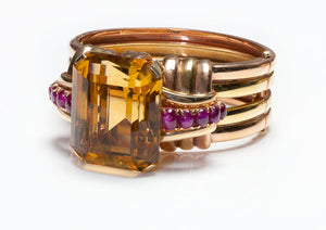 Vintage Gold Citrine Ruby Bracelet