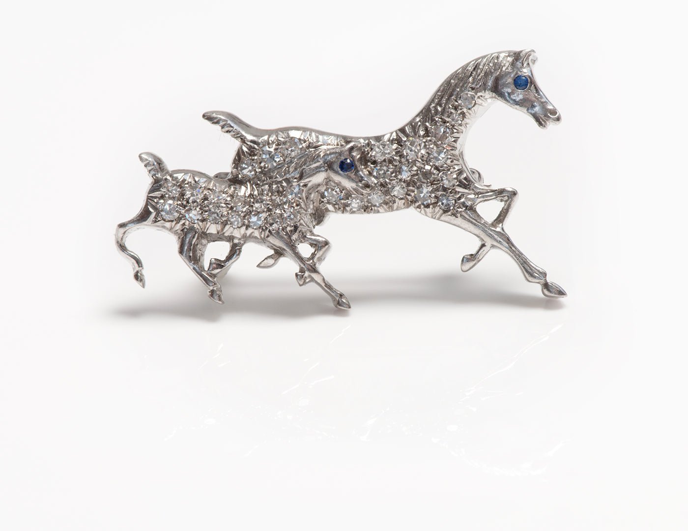Vintage Gold Diamond Horse Brooch