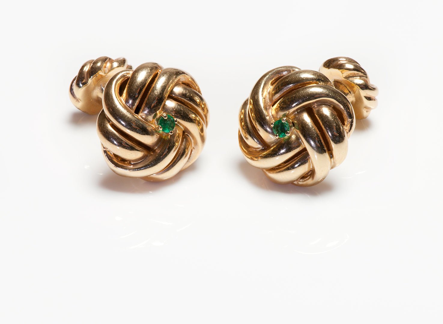 Vintage Gold Emerald Celtic Knot Cufflinks