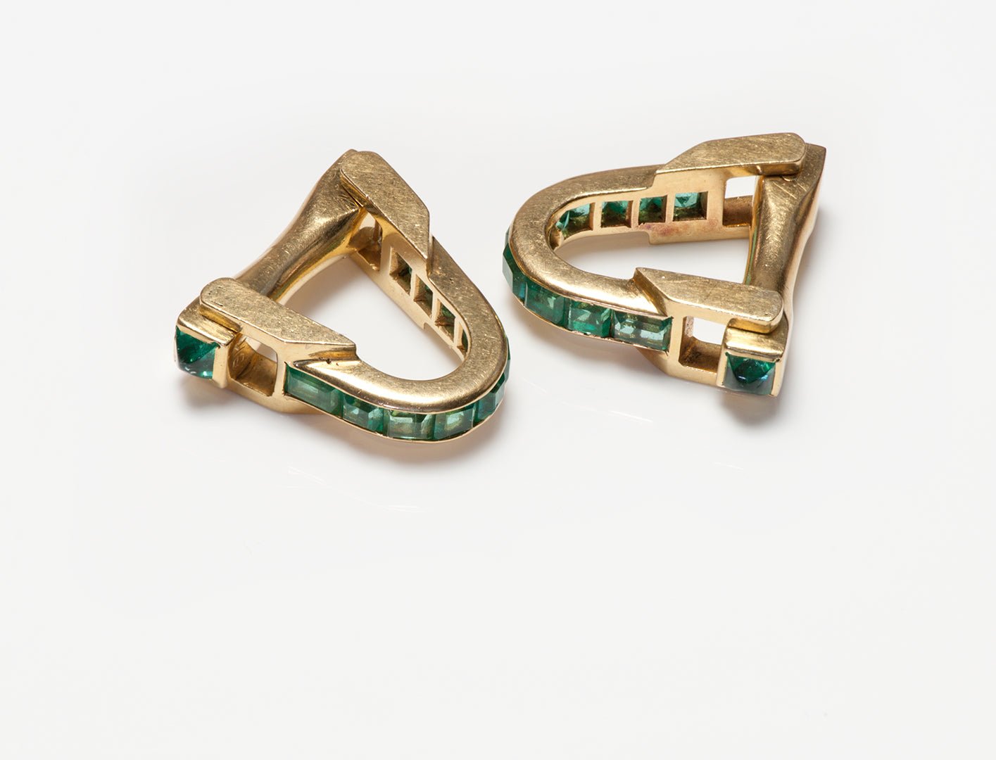 Vintage Gold Emerald Stirrup Cufflinks