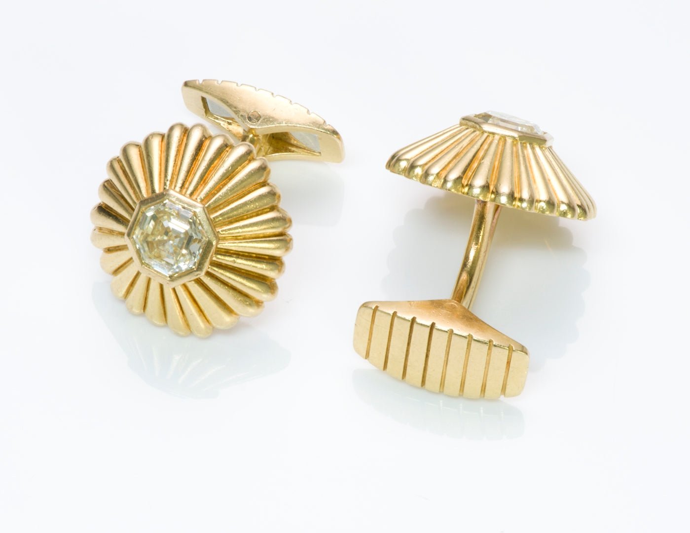 Vintage Gold Fancy Cut Diamond Cufflinks