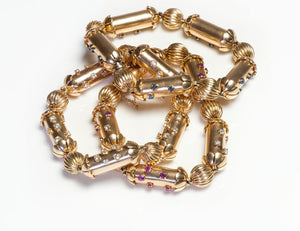 Vintage Diamond, Ruby & Sapphire Gold Bracelets (Set of Three)