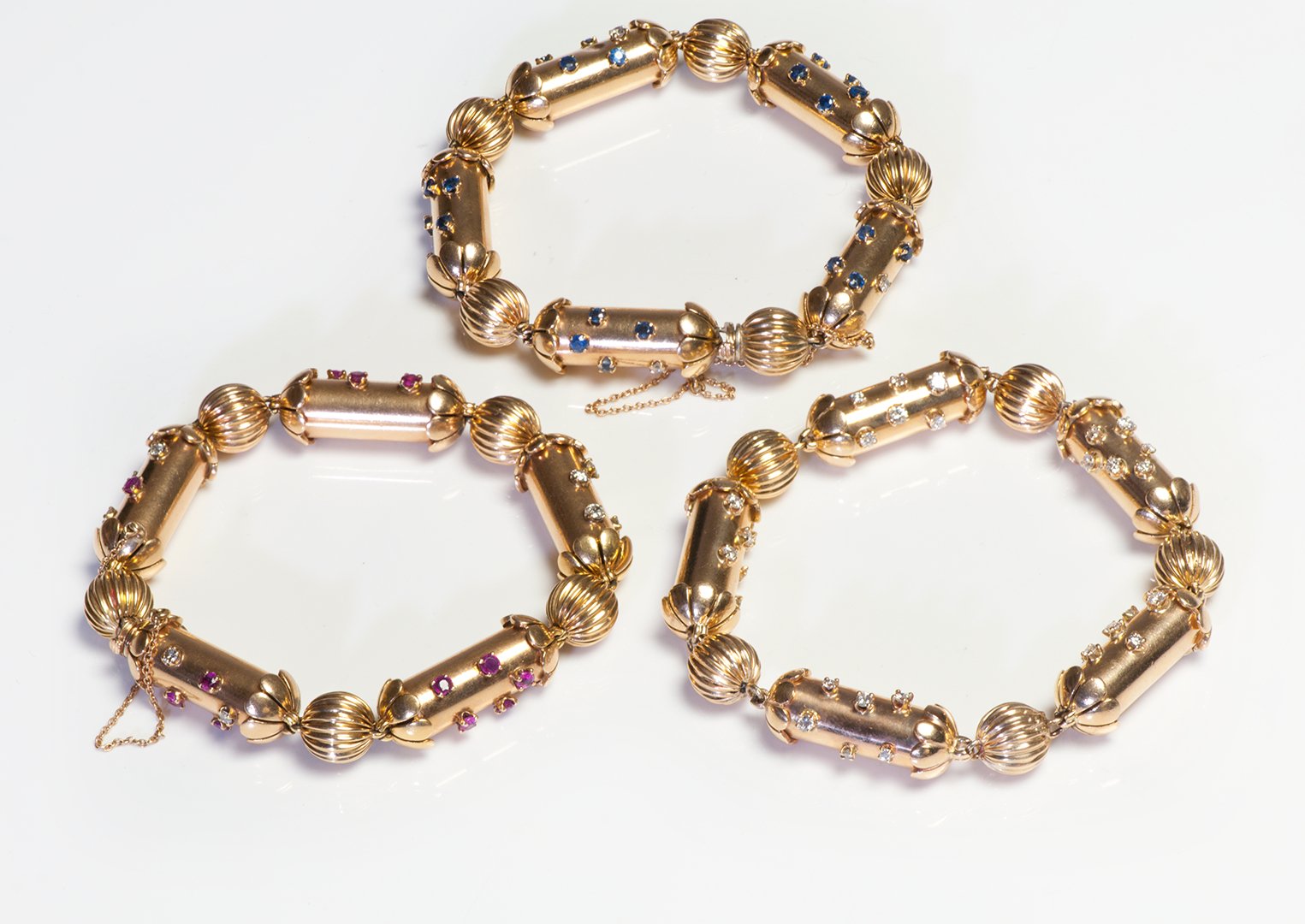 Vintage Gold Gemstone 3 Bracelets