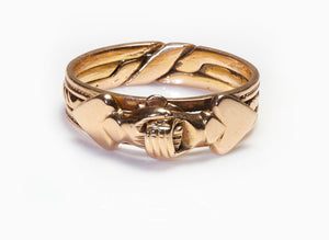 Vintage Gold Hands Puzzle Fede Ring