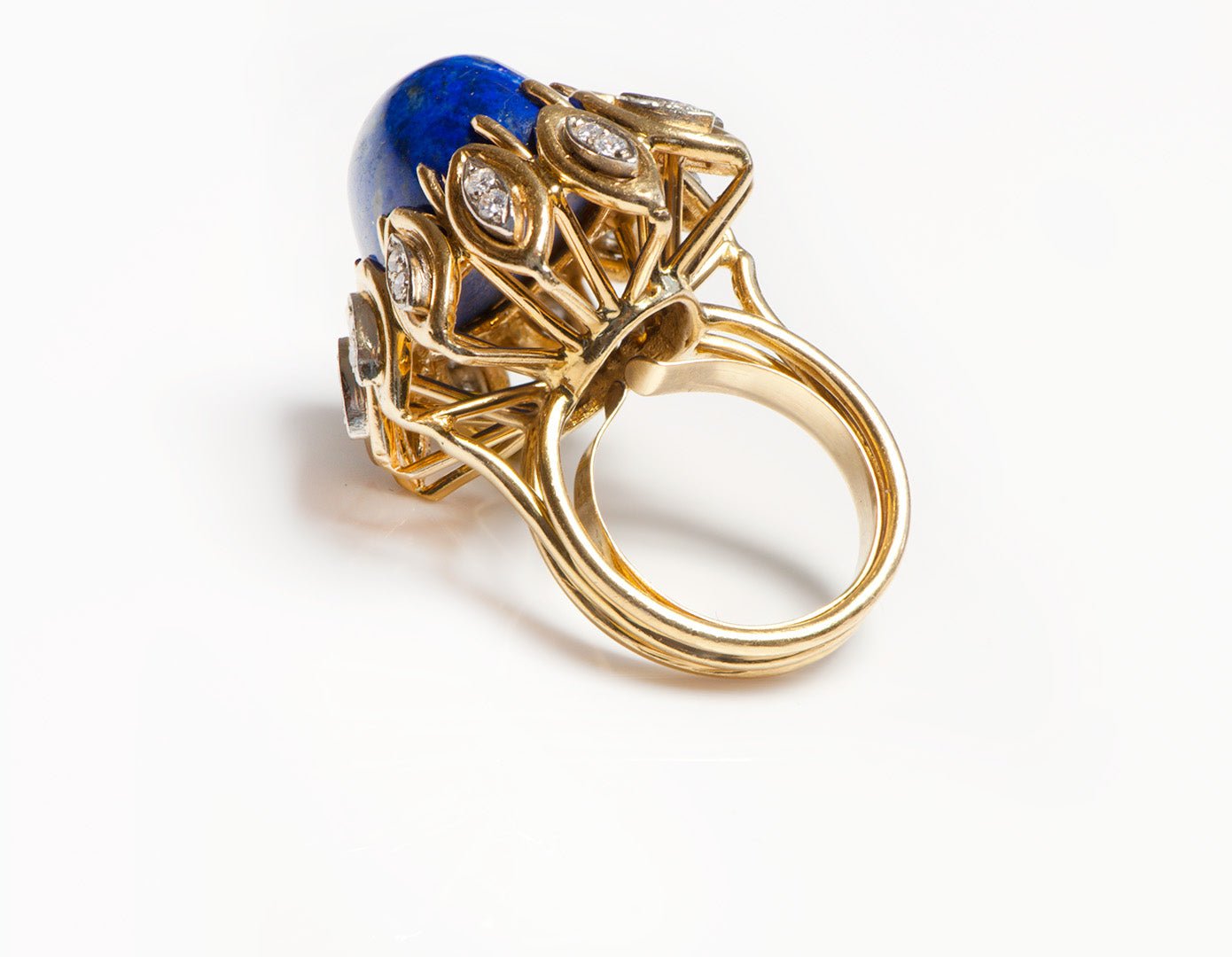 Vintage Gold Lapis Diamond Ring