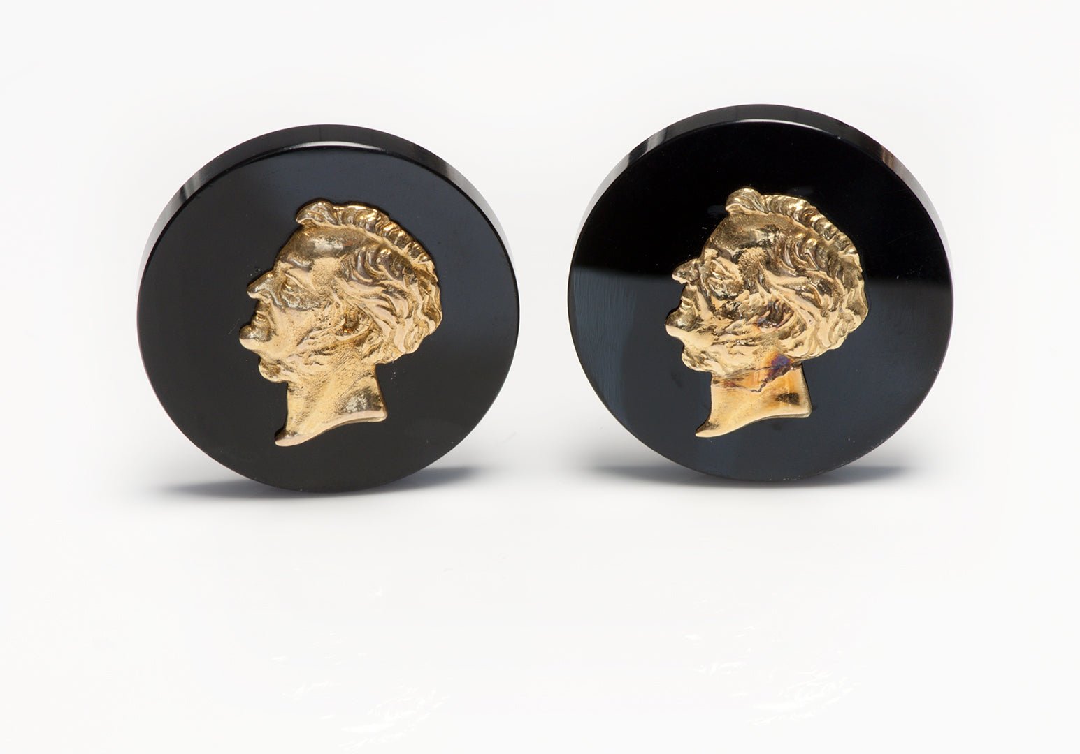 Vintage Gold Onyx Large Cufflinks "Abraham Lincoln"
