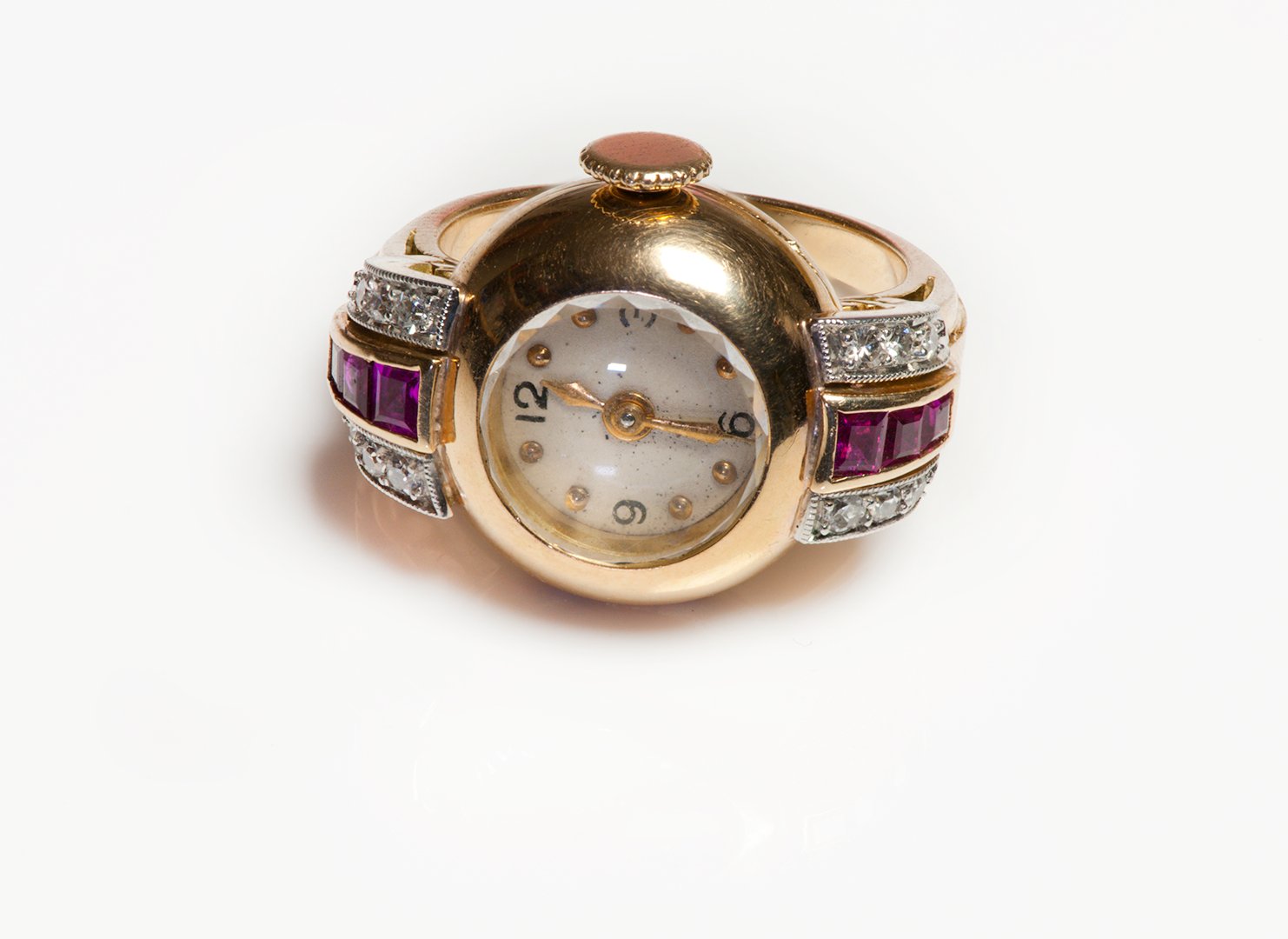 Vintage Gold Ruby Diamond Watch Ring