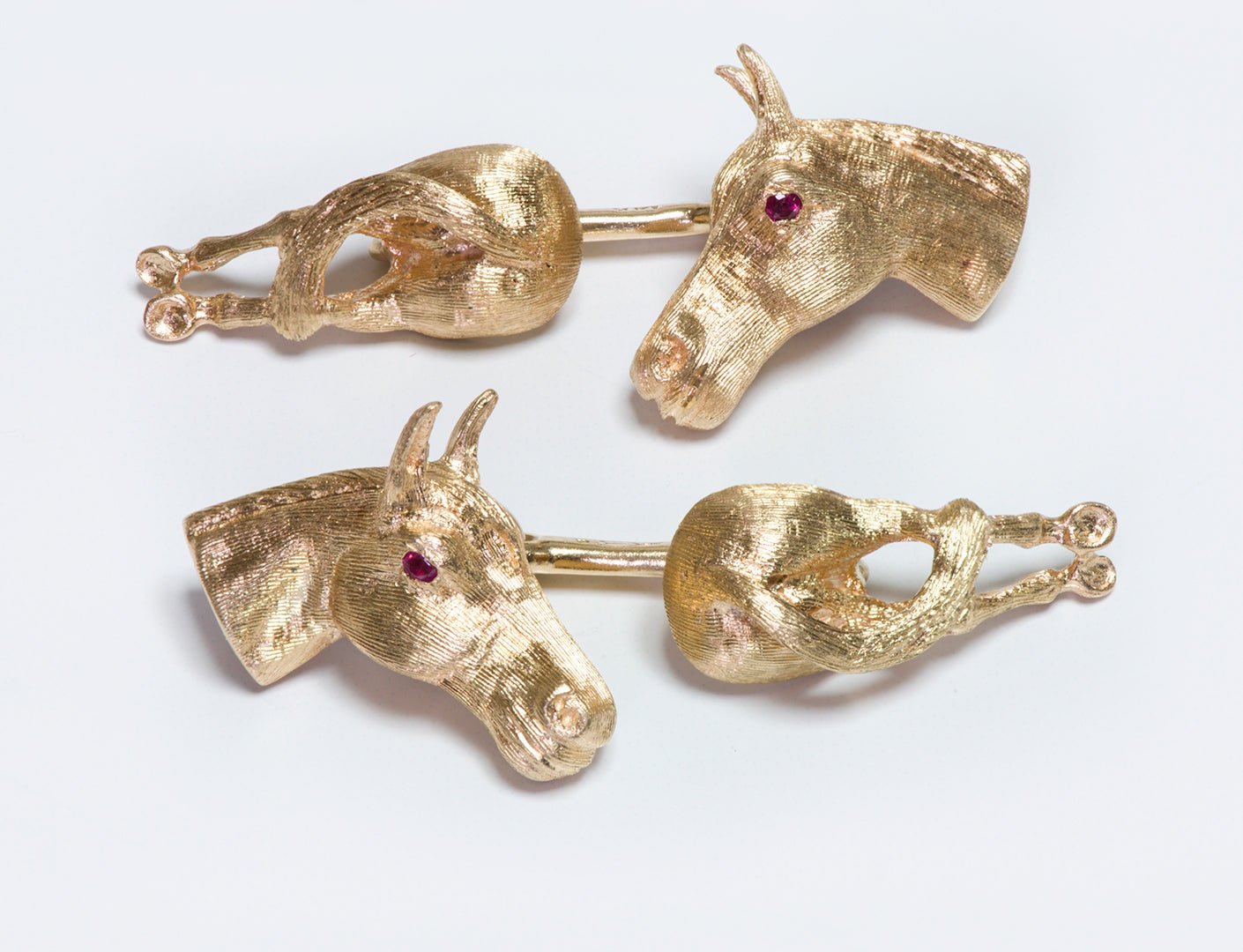 Vintage Gold Ruby Horse Cufflinks