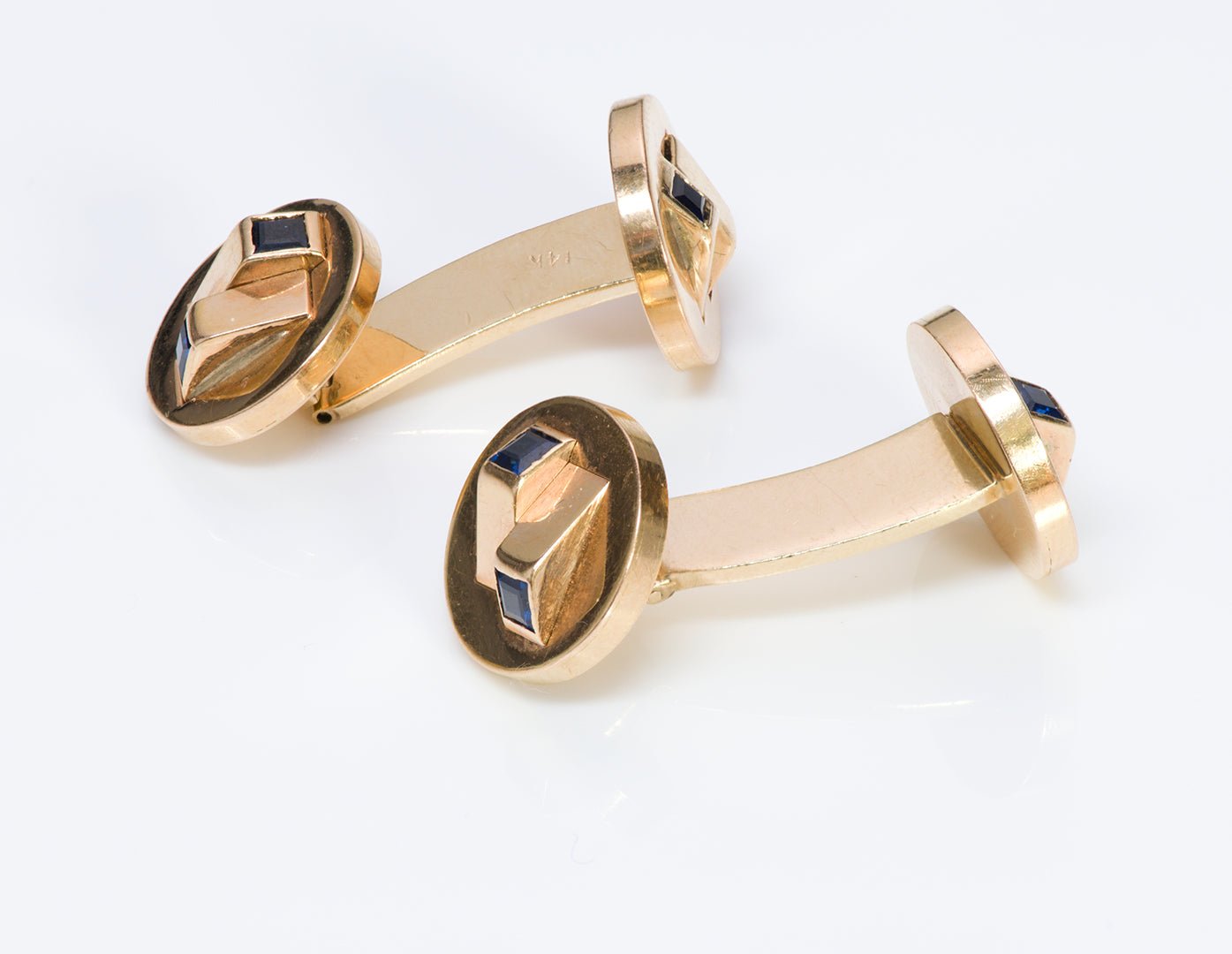 Vintage Gold Sapphire Double Sided Cufflinks