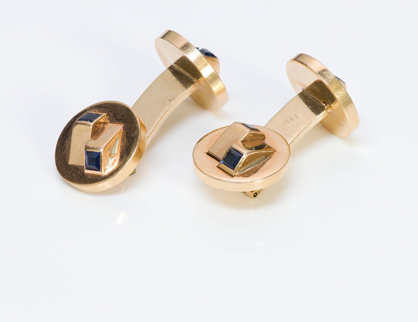 Vintage Gold Sapphire Double Sided Cufflinks