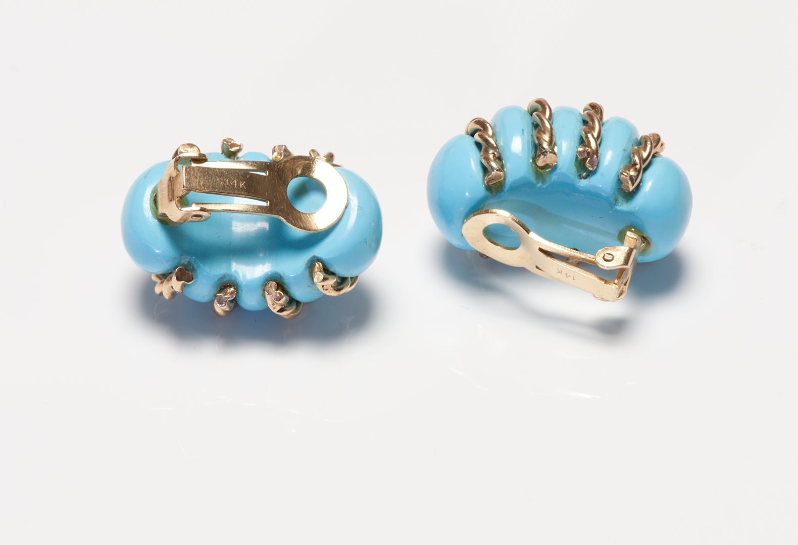Vintage Gold Turquoise "Shrimp" Earrings
