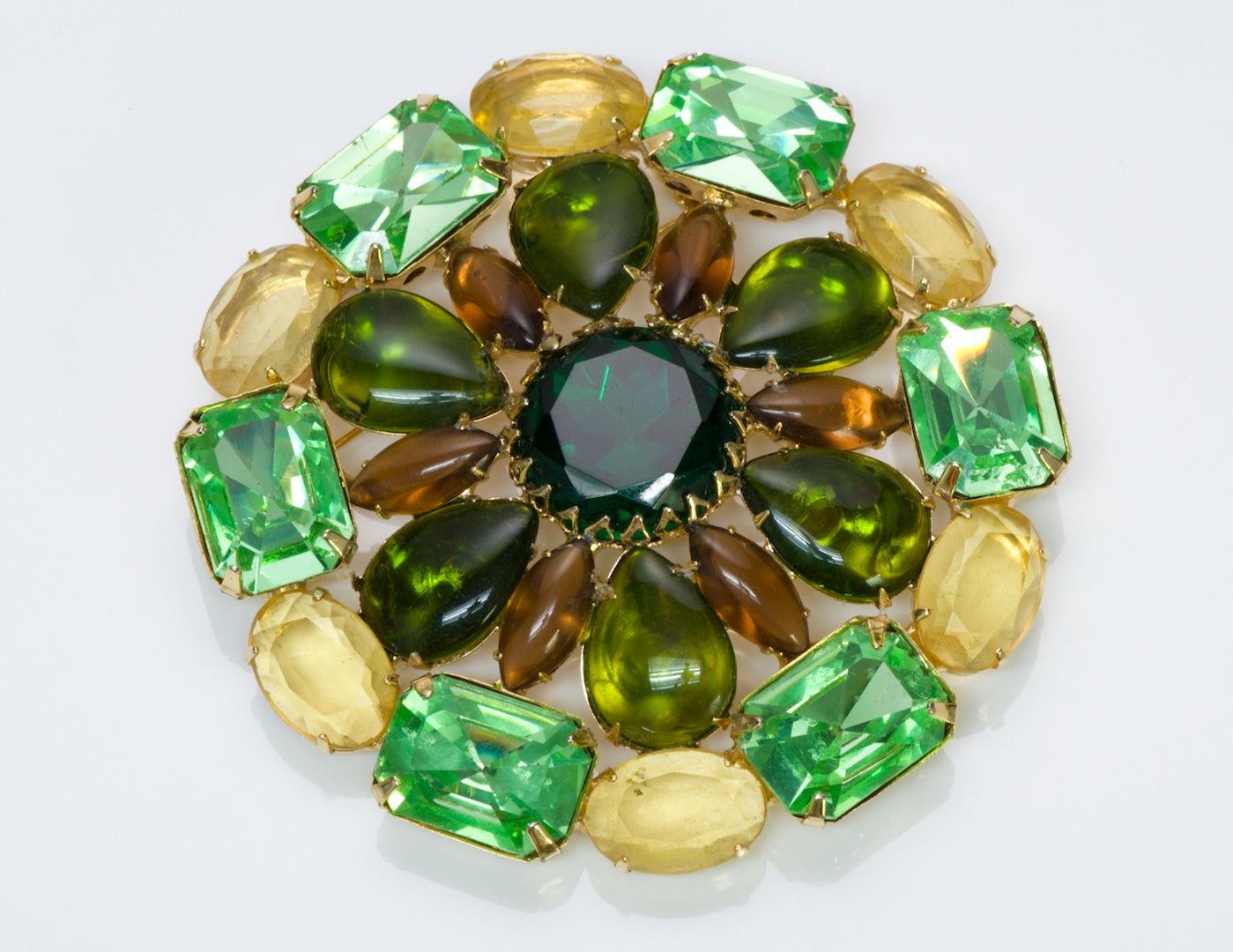 Vintage Green Crystal Brooch