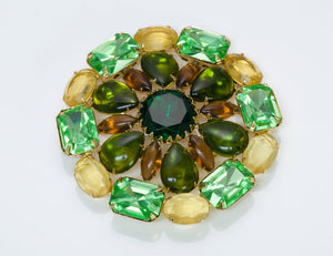 Vintage Green Crystal Brooch