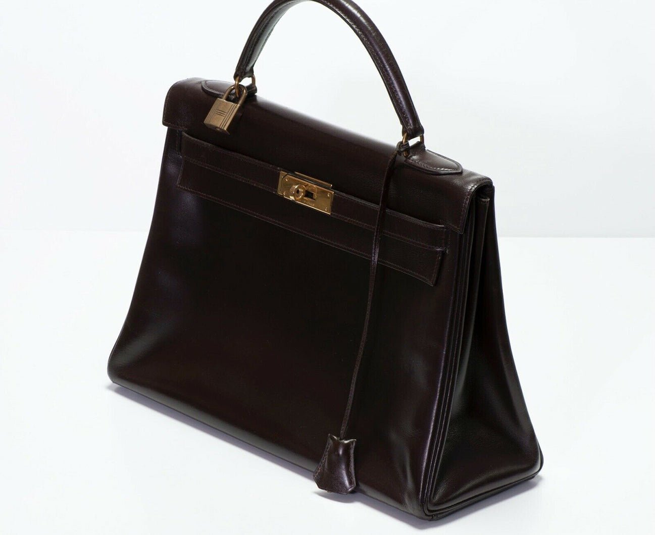 Vintage HERMES Paris Kelly Sellier 32 Brown Leather Women’s Bag