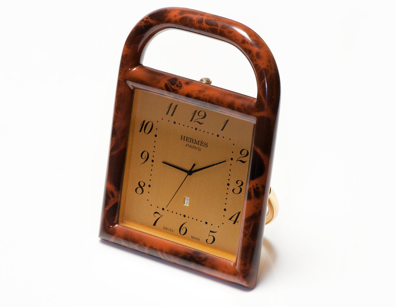 Vintage Hermes Stirrup Lacquer Desk Clock