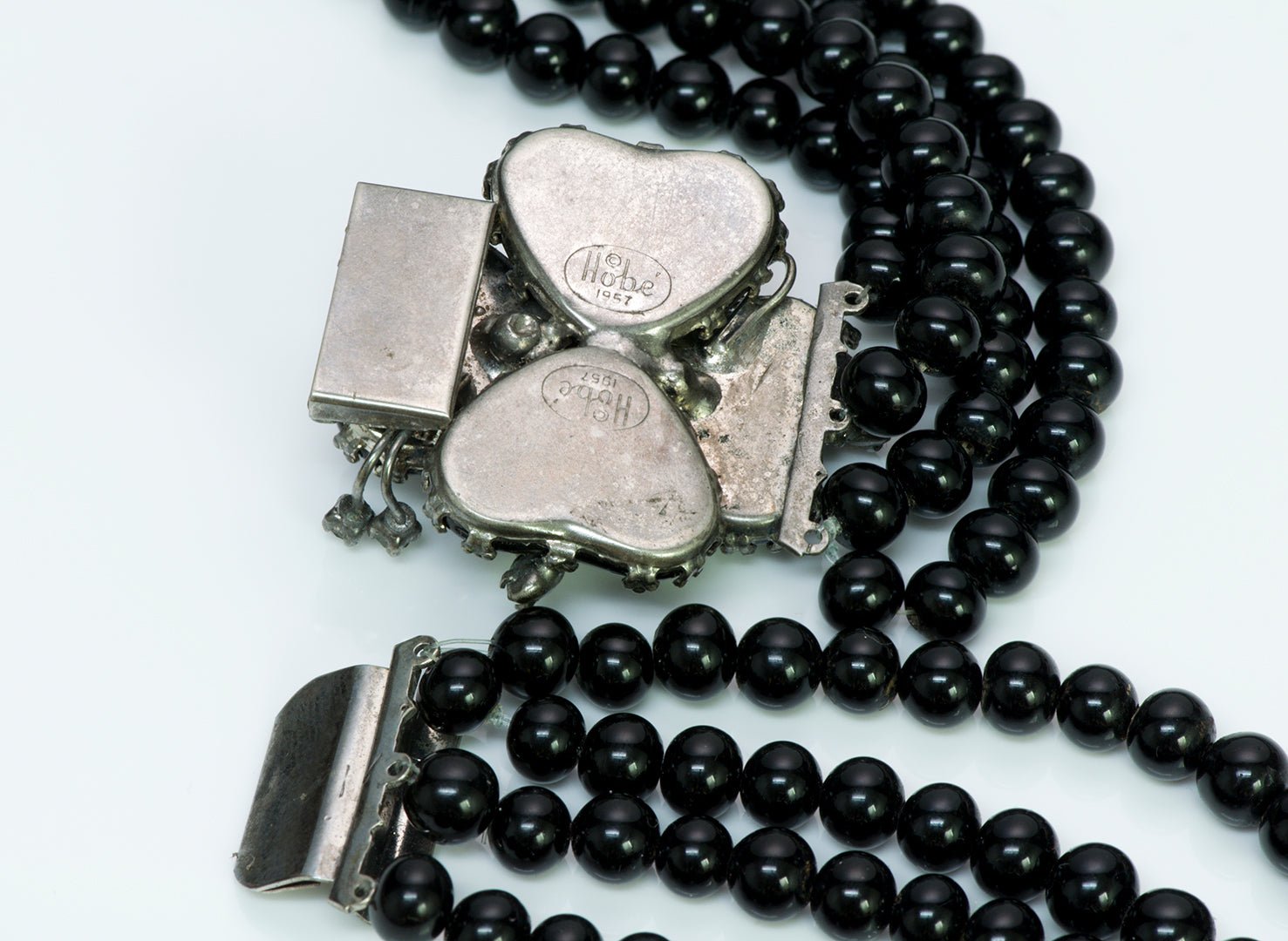 Vintage Hobé Black Glass Beads Necklace