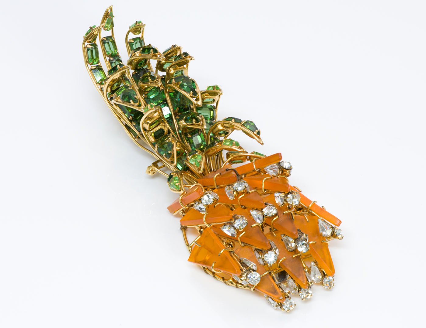 Vintage Iradj Moini Crystal Pineapple Pin Brooch