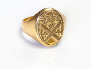 Vintage Irish Crest 18K Gold Men's Ring