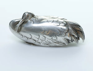 Vintage Japanese Silver Crane Bird