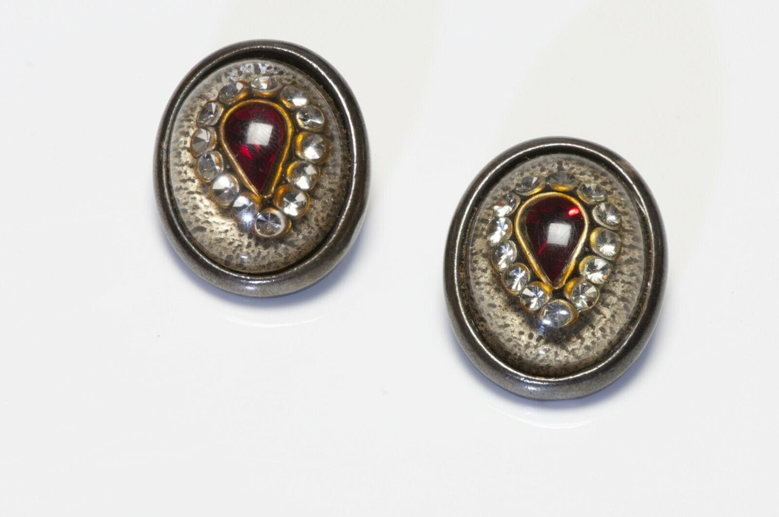 Vintage Jean Paul Gaultier Red Crystal Lucite Earrings