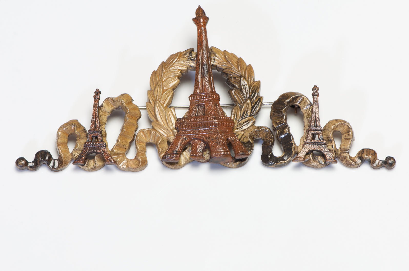 Vintage JL Blin Paris Brown Enamel Tour Eiffel Brooch