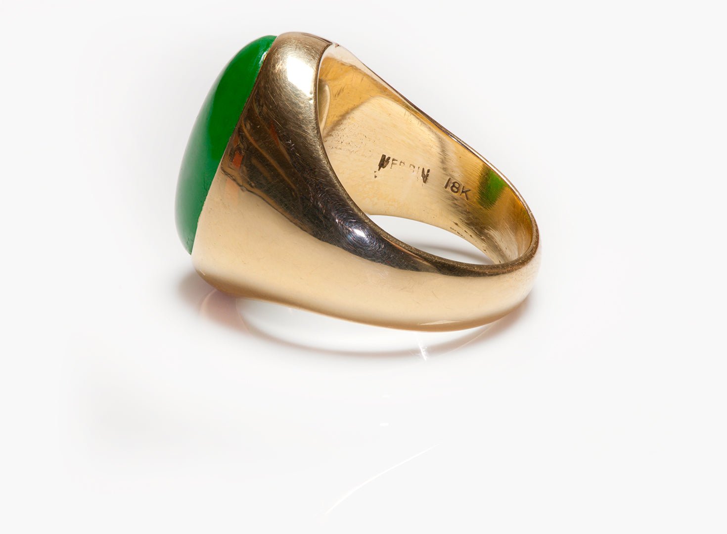 Vintage Joseph Merrin 18K Gold Jade Men's Ring