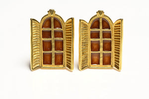 Vintage Karl Lagerfeld Paris French Window Enamel Earrings