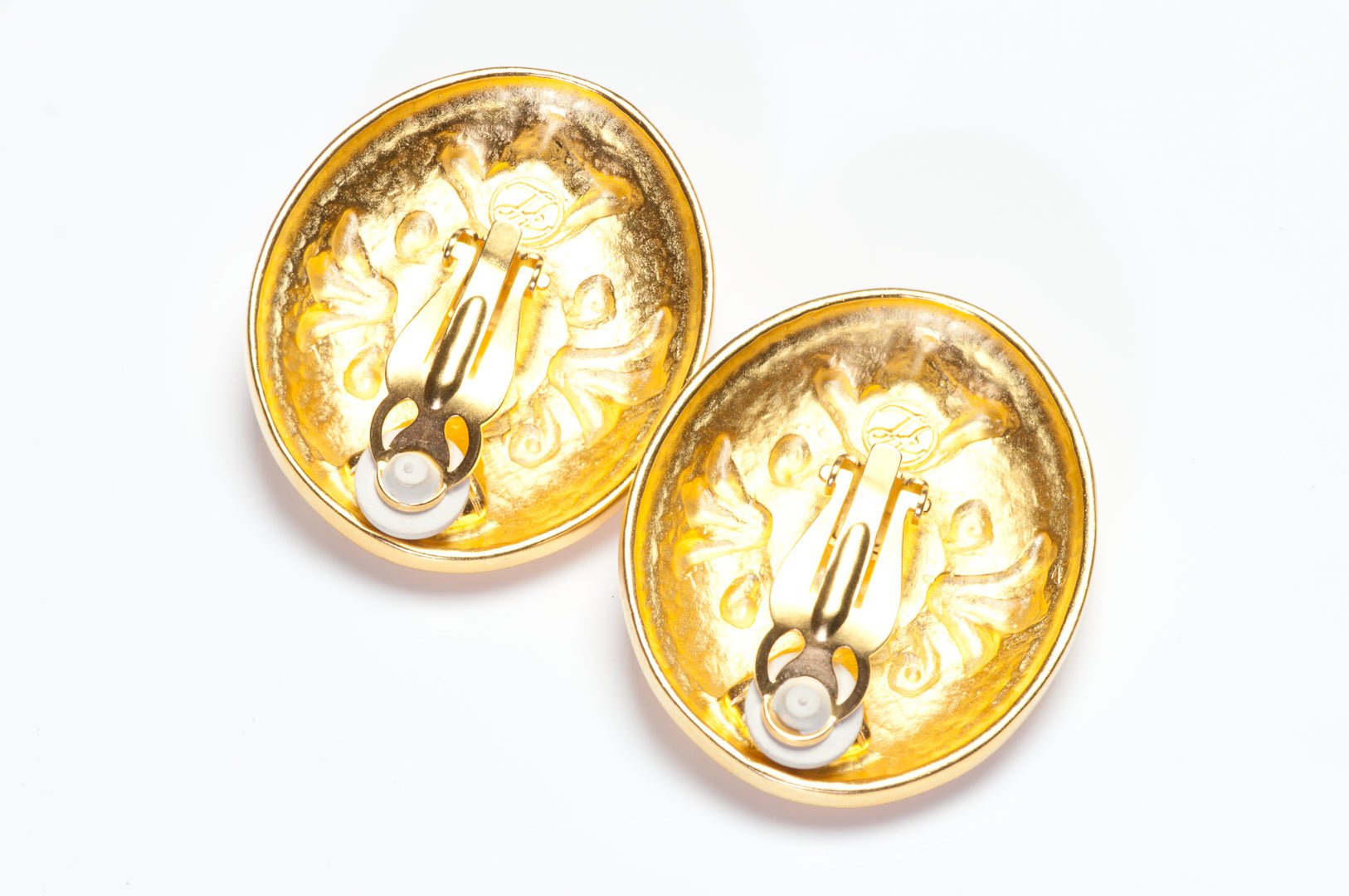 Vintage Karl Lagerfeld Paris Gold Plated Maltese Cross Pearl Earrings