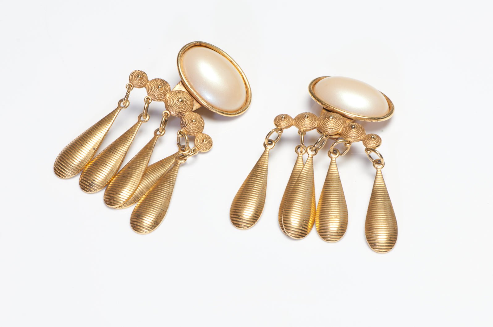 Vintage Kate Hines Faux Pearl Tassel Drop Earrings