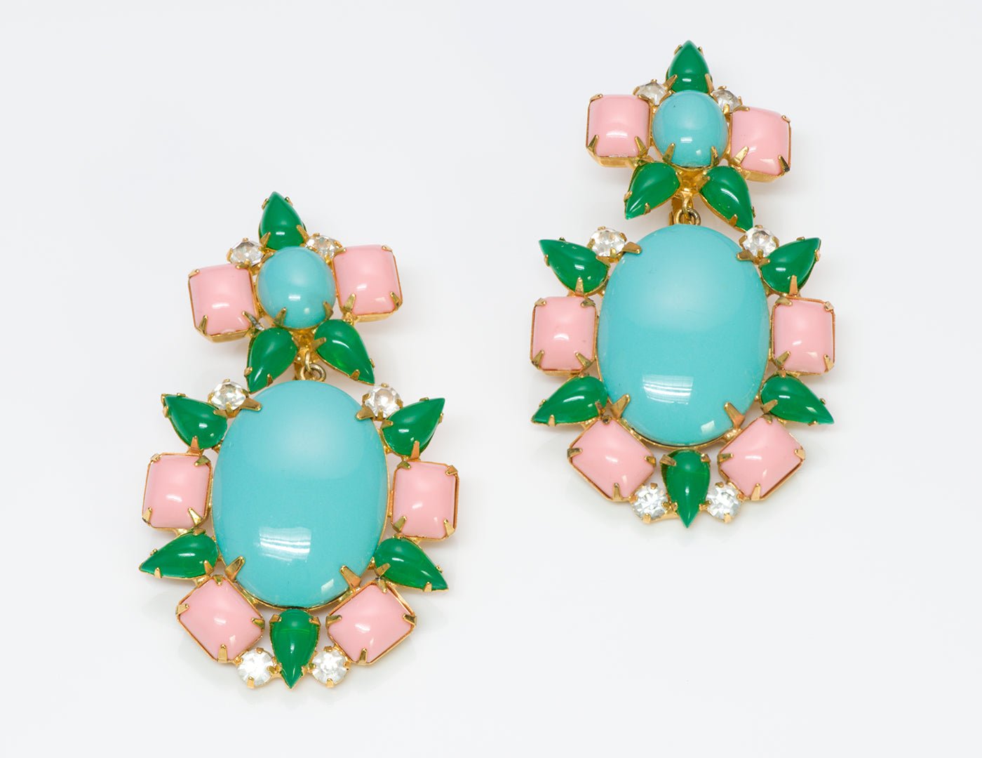 Vintage Kenneth Jay Lane KJL Turquoise Crystal Earrings