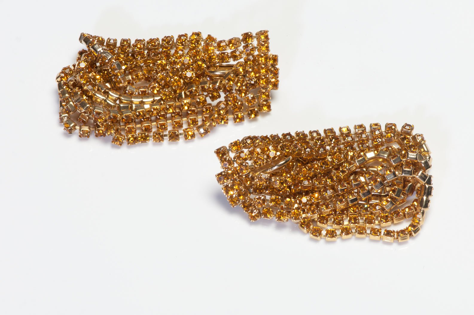 Vintage Kenneth Jay Lane KJL Yellow Crystal Tassel Hoop Earrings