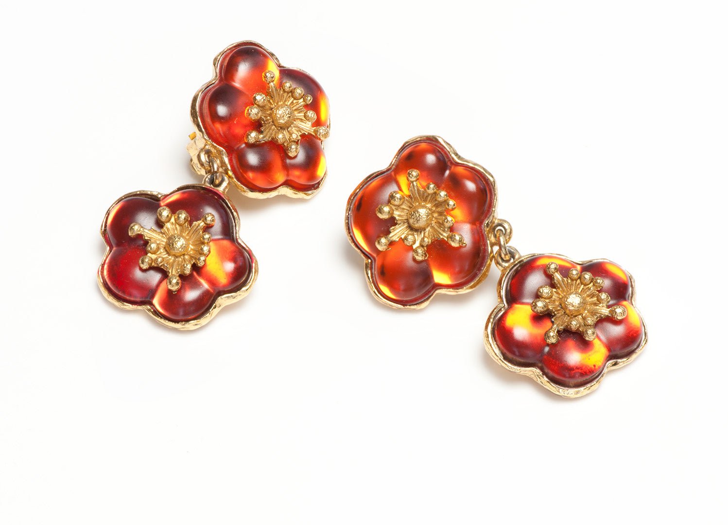 Vintage Kenzo Paris Lucite Flower Earrings