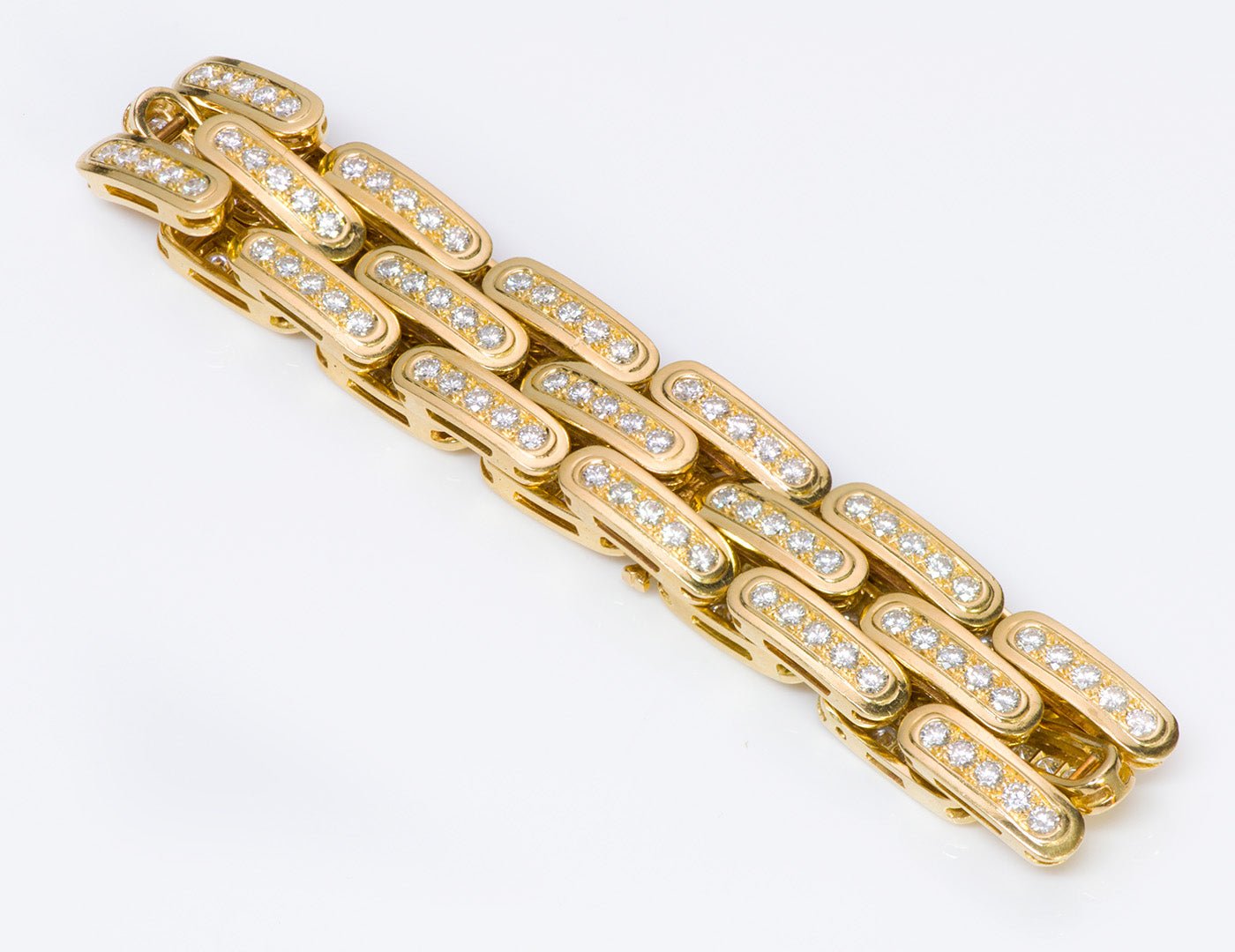 Vintage Link 18K Yellow Gold Diamond Bracelet