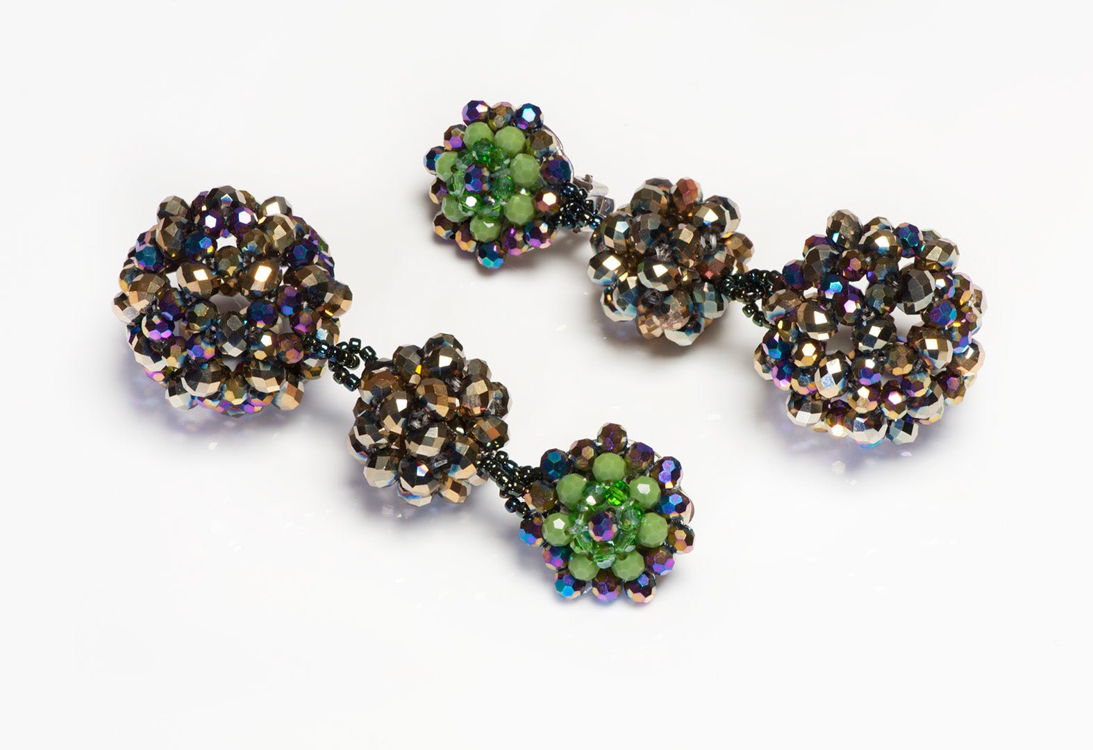 Vintage Long Crystal Beads Drop Earrings