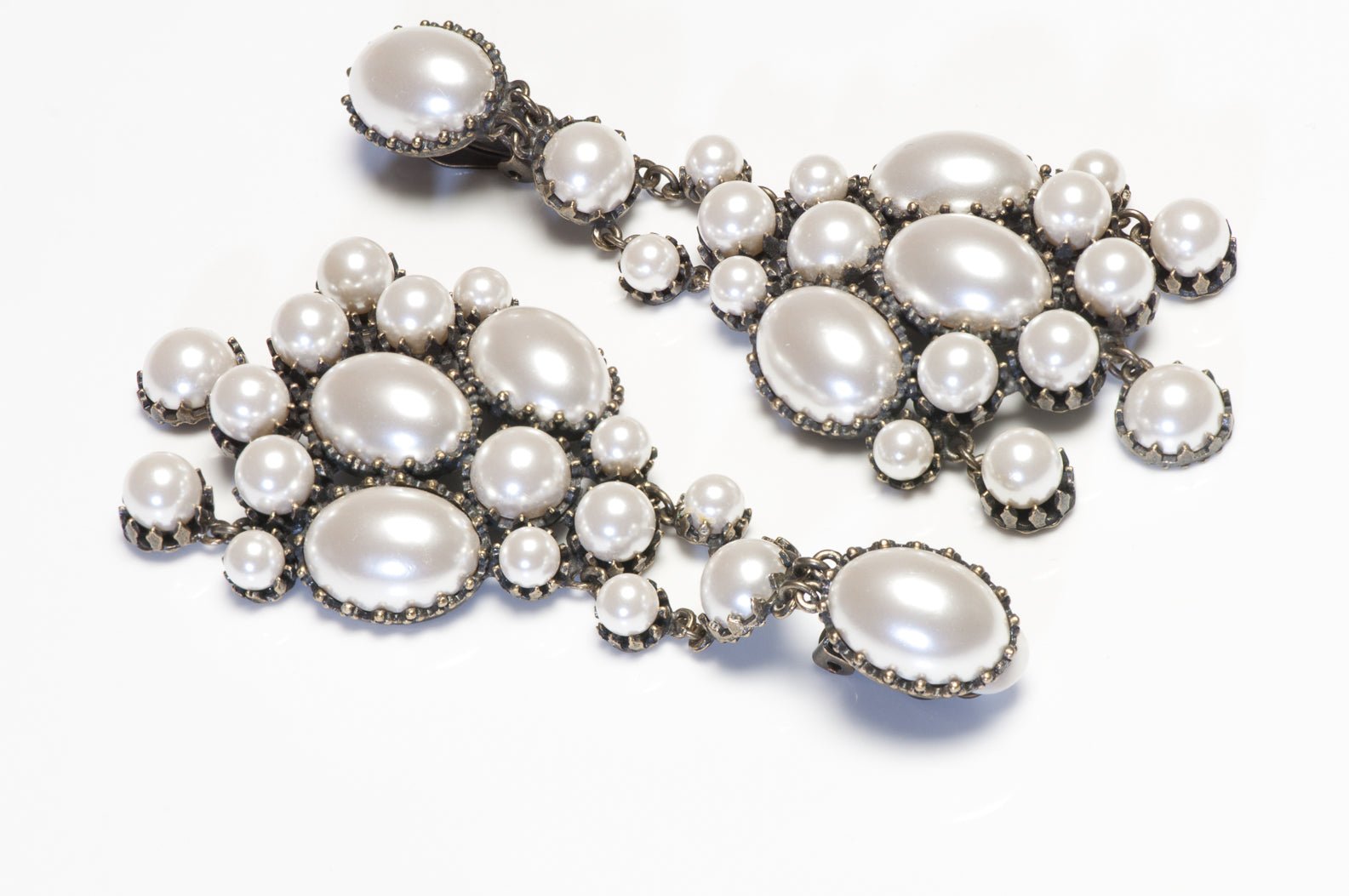 Vintage Long Pearl Chandelier Earrings