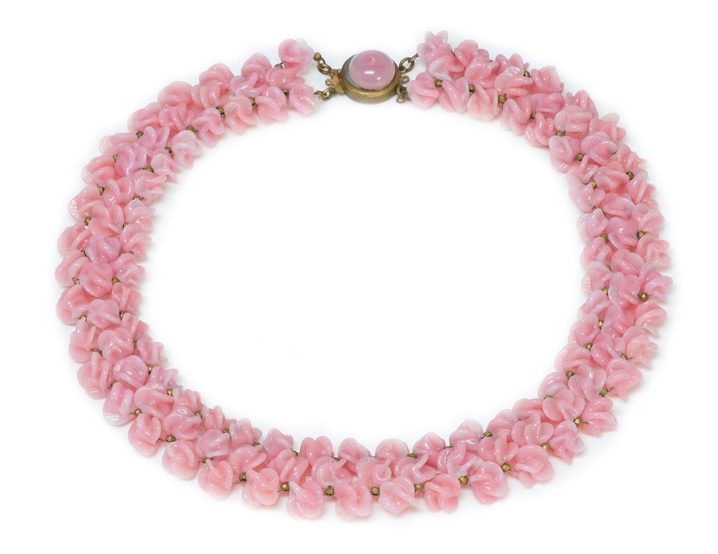 Vintage Louis Rousselet Paris 1950’s Pink Poured Glass Necklace